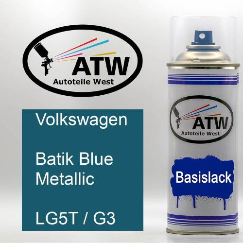 Volkswagen, Batik Blue Metallic, LG5T / G3: 400ml Sprühdose, von ATW Autoteile West.